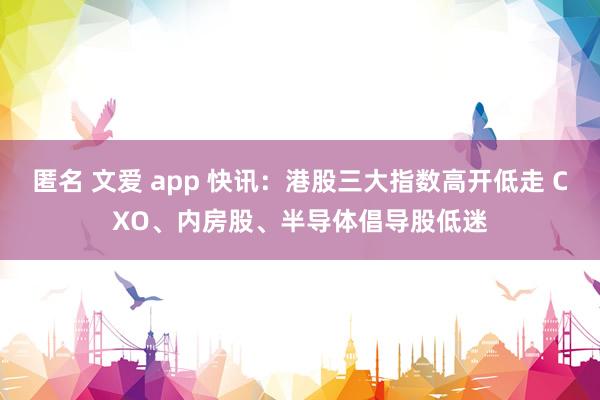 匿名 文爱 app 快讯：港股三大指数高开低走 CXO、内房股、半导体倡导股低迷