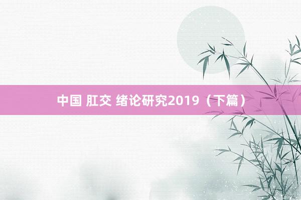 中国 肛交 绪论研究2019（下篇）