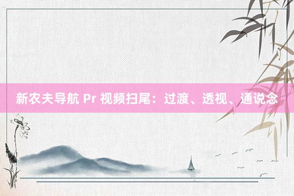 新农夫导航 Pr 视频扫尾：过渡、透视、通说念