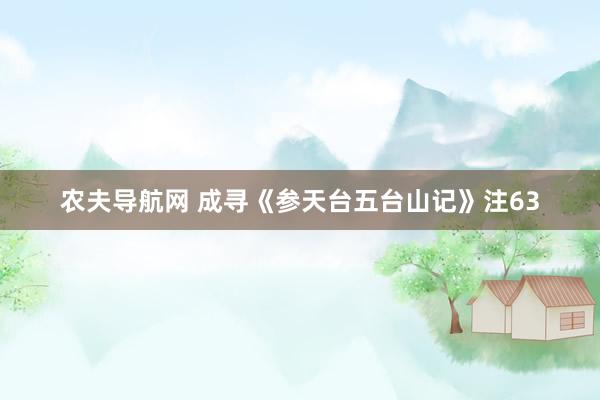 农夫导航网 成寻《参天台五台山记》注63